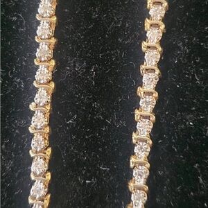 14K Tennis Yellow Gold Bracelet with Natural White Diamonds 7.25” 6.7grams